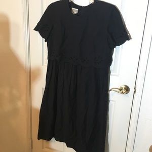 Coldwater Creek Black Dress Vintage VTG 90s Scallop LBD Midi Lace Modest Sz M